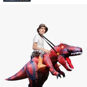 Orange and Camouflage inflatable dinosaur rider costume
